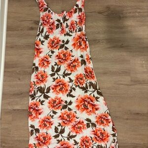 Old Navy Floral Maxi Dress - White, Orange, and Brown